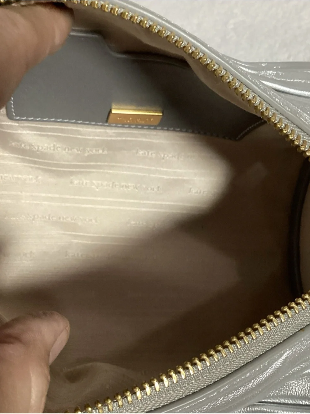 Kate Spade Sweet Treats Pleated Silver Leather Small Barrel Novelty Bag